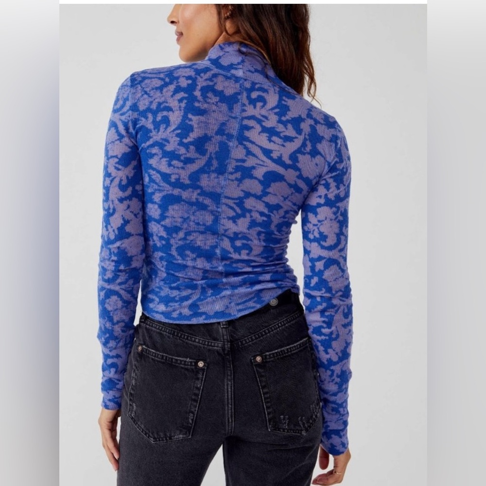 Free People You And I Print Ribbed Top! NEW Sz L, Large! Great under a vest! - Picture 2 of 9